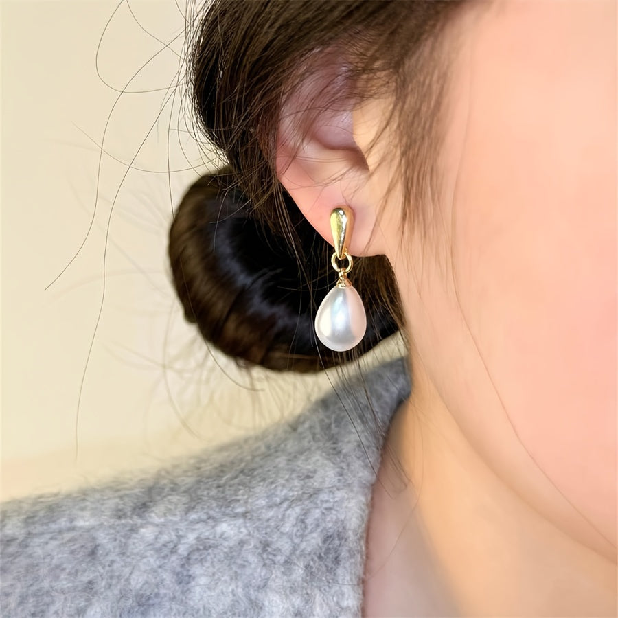 BASMA Pearl Teardrop Imitation Stud Earrings