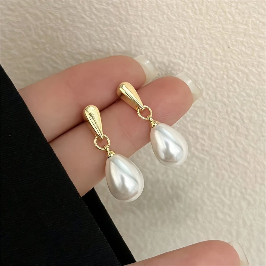 BASMA Pearl Teardrop Imitation Stud Earrings